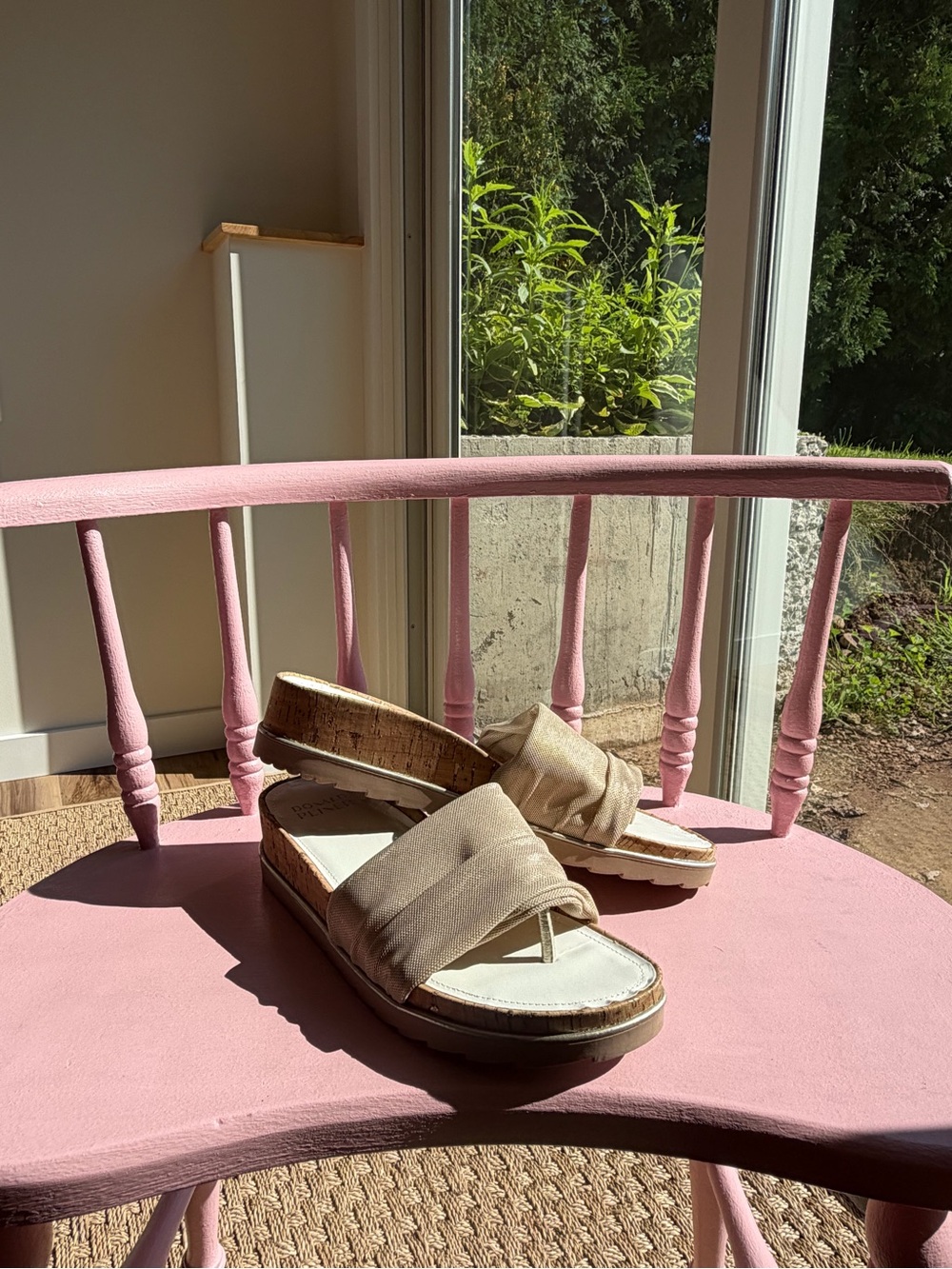 Donald Pliner Cork & White Platform Slide Sandals - Women